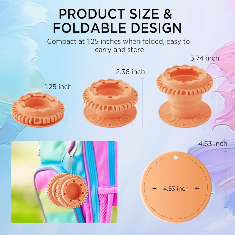 SESENSE Paint Brush Cleaner - Foldable Silicone Paint Brush Cleaner Rinse Cup with Palette and 40 Brush Storage Holder for Classroom Studio Outdoor Painting (1, Orange) - Image 3